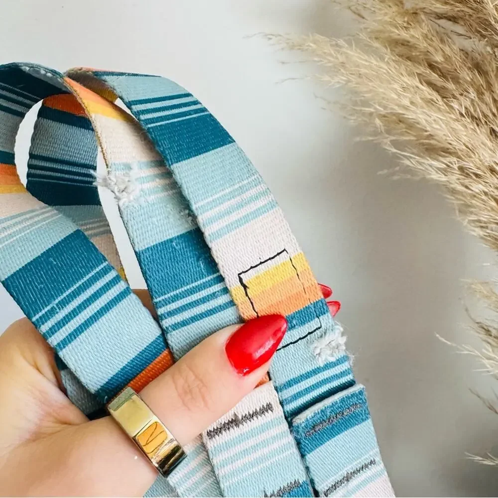 LEEDS Doheny White Blue Stripe Dog Leash Buckle Collar Step Harness $135 Set
